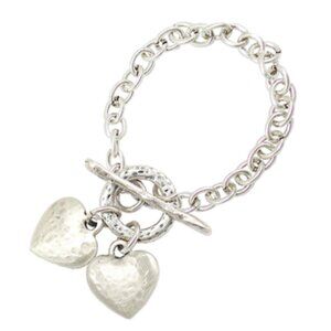 Brand New--Silver tone Heart Link Bracelet